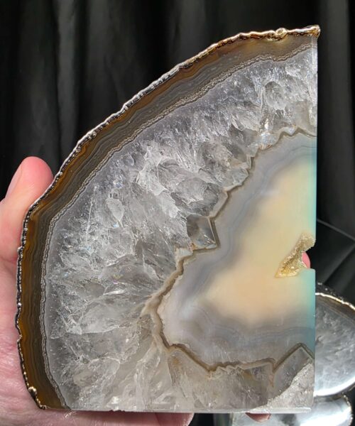 Caramel Agate Silver Edge Microcrystalline Quartz Premium Bookends 3 Ornament Handpicked Size 1.721kg H11xW18xD6cm - Image 8