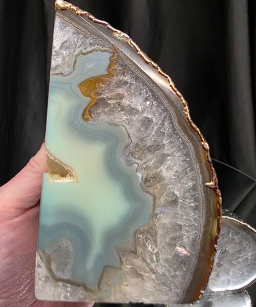 Caramel Agate Silver Edge Microcrystalline Quartz Premium Bookends 3 Ornament Handpicked Size 1.721kg H11xW18xD6cm - Image 9