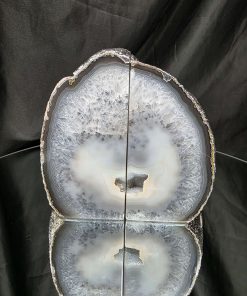Grey Agate Silver Edge Microcrystalline Quartz Premium Bookends 1 Ornament Handpicked Size 1.771kg H14xW14xD7cm