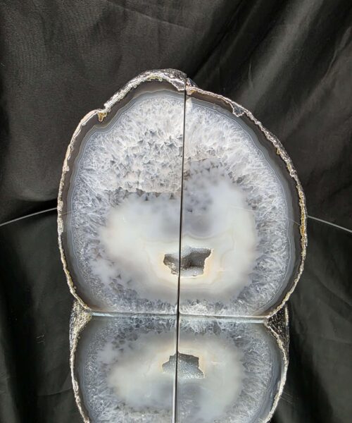 Grey Agate Silver Edge Microcrystalline Quartz Premium Bookends 1 Ornament Handpicked Size 1.771kg H14xW14xD7cm