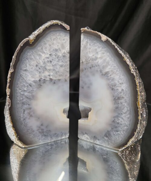 Grey Agate Silver Edge Microcrystalline Quartz Premium Bookends 1 Ornament Handpicked Size 1.771kg H14xW14xD7cm - Image 12