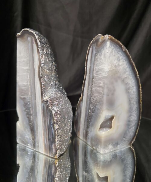 Grey Agate Silver Edge Microcrystalline Quartz Premium Bookends 1 Ornament Handpicked Size 1.771kg H14xW14xD7cm - Image 13