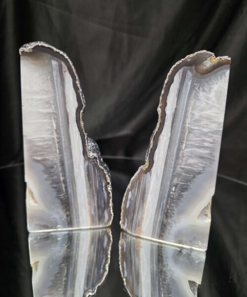 Grey Agate Silver Edge Microcrystalline Quartz Premium Bookends 1 Ornament Handpicked Size 1.771kg H14xW14xD7cm - Image 14