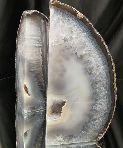 Grey Agate Silver Edge Microcrystalline Quartz Premium Bookends 1 Ornament Handpicked Size 1.771kg H14xW14xD7cm - Image 15