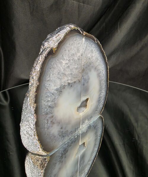 Grey Agate Silver Edge Microcrystalline Quartz Premium Bookends 1 Ornament Handpicked Size 1.771kg H14xW14xD7cm - Image 3