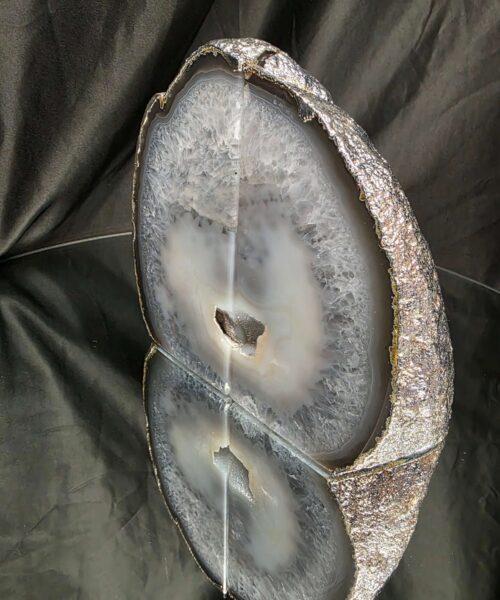 Grey Agate Silver Edge Microcrystalline Quartz Premium Bookends 1 Ornament Handpicked Size 1.771kg H14xW14xD7cm - Image 4