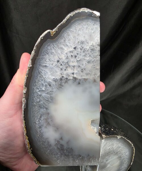Grey Agate Silver Edge Microcrystalline Quartz Premium Bookends 1 Ornament Handpicked Size 1.771kg H14xW14xD7cm - Image 8