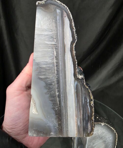 Grey Agate Silver Edge Microcrystalline Quartz Premium Bookends 1 Ornament Handpicked Size 1.771kg H14xW14xD7cm - Image 9
