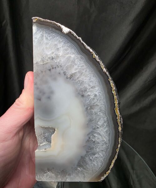 Grey Agate Silver Edge Microcrystalline Quartz Premium Bookends 1 Ornament Handpicked Size 1.771kg H14xW14xD7cm - Image 10