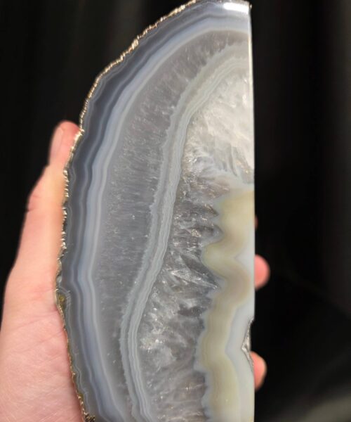 Grey Agate Silver Edge Microcrystalline Quartz Premium Bookends 2 Ornament Handpicked Size 1.944kg H13xW16xD6cm - Image 11