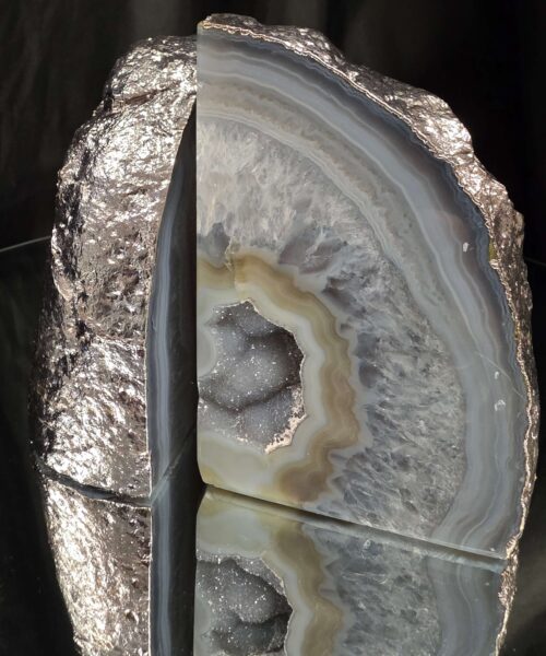 Grey Agate Silver Edge Microcrystalline Quartz Premium Bookends 2 Ornament Handpicked Size 1.944kg H13xW16xD6cm - Image 14