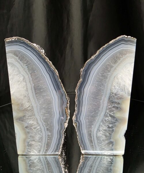 Grey Agate Silver Edge Microcrystalline Quartz Premium Bookends 2 Ornament Handpicked Size 1.944kg H13xW16xD6cm - Image 15