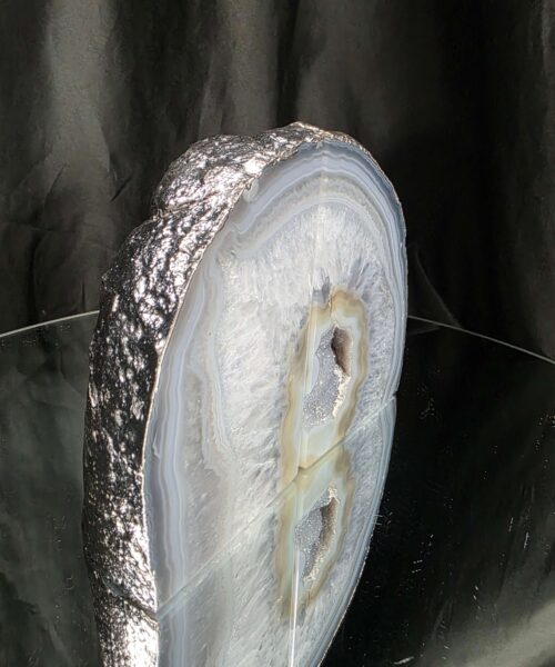 Grey Agate Silver Edge Microcrystalline Quartz Premium Bookends 2 Ornament Handpicked Size 1.944kg H13xW16xD6cm - Image 3