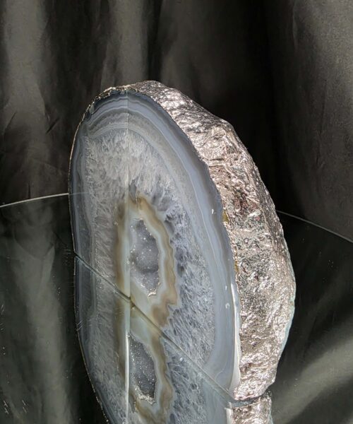 Grey Agate Silver Edge Microcrystalline Quartz Premium Bookends 2 Ornament Handpicked Size 1.944kg H13xW16xD6cm - Image 4