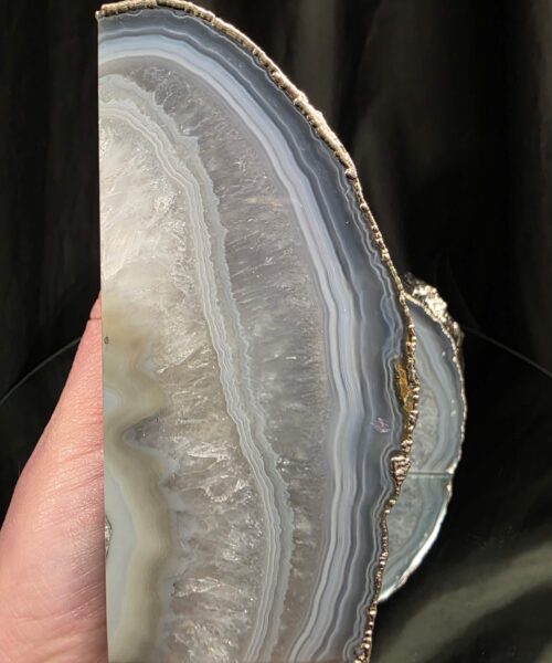 Grey Agate Silver Edge Microcrystalline Quartz Premium Bookends 2 Ornament Handpicked Size 1.944kg H13xW16xD6cm - Image 9