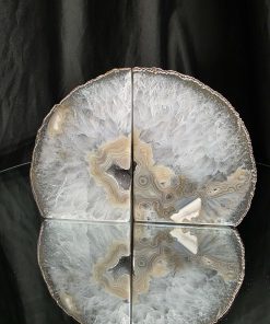 Grey Agate Silver Edge Microcrystalline Quartz Premium Bookends 3 Ornament Handpicked Size 1.784kg H12xW17xD7cm