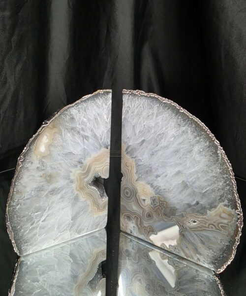 Grey Agate Silver Edge Microcrystalline Quartz Premium Bookends 3 Ornament Handpicked Size 1.784kg H12xW17xD7cm - Image 12
