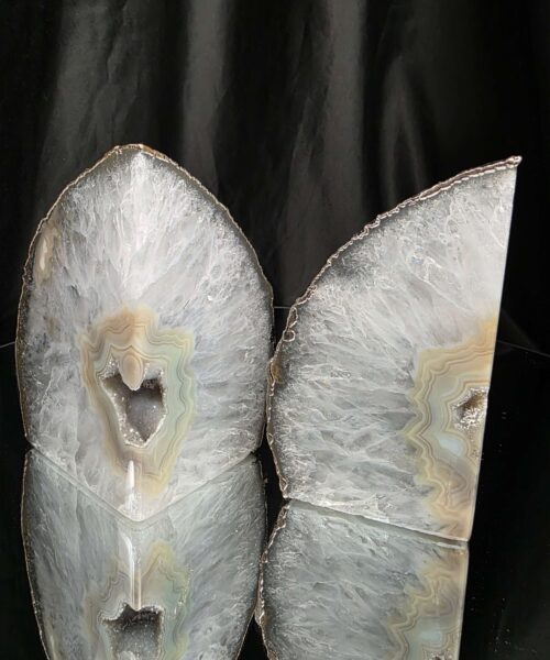Grey Agate Silver Edge Microcrystalline Quartz Premium Bookends 3 Ornament Handpicked Size 1.784kg H12xW17xD7cm - Image 13