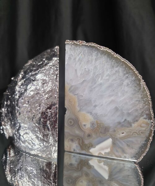 Grey Agate Silver Edge Microcrystalline Quartz Premium Bookends 3 Ornament Handpicked Size 1.784kg H12xW17xD7cm - Image 14
