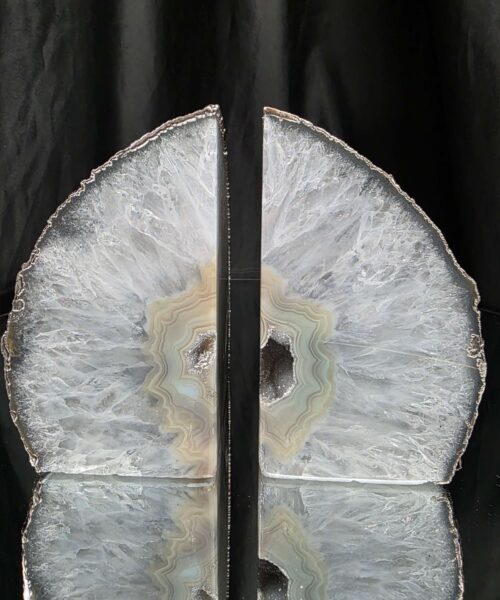 Grey Agate Silver Edge Microcrystalline Quartz Premium Bookends 3 Ornament Handpicked Size 1.784kg H12xW17xD7cm - Image 15