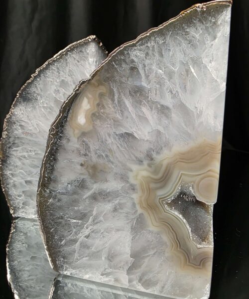 Grey Agate Silver Edge Microcrystalline Quartz Premium Bookends 3 Ornament Handpicked Size 1.784kg H12xW17xD7cm - Image 16