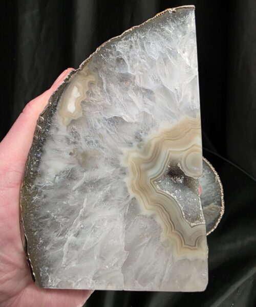 Grey Agate Silver Edge Microcrystalline Quartz Premium Bookends 3 Ornament Handpicked Size 1.784kg H12xW17xD7cm - Image 8