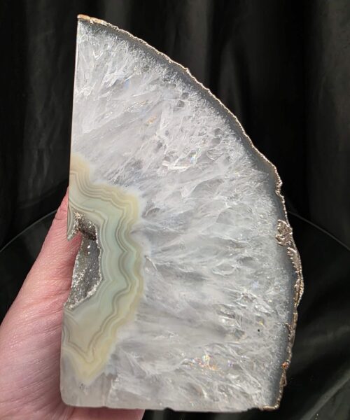 Grey Agate Silver Edge Microcrystalline Quartz Premium Bookends 3 Ornament Handpicked Size 1.784kg H12xW17xD7cm - Image 9
