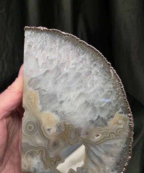 Grey Agate Silver Edge Microcrystalline Quartz Premium Bookends 3 Ornament Handpicked Size 1.784kg H12xW17xD7cm - Image 10