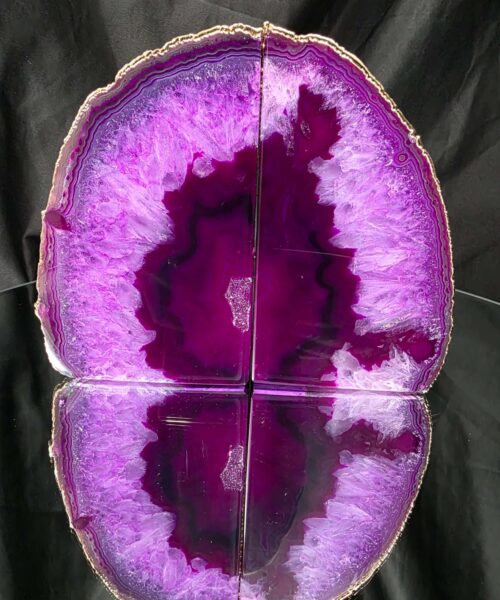 Pink Agate 24ct Gold Edge Microcrystalline Quartz Premium Bookends 1 Ornament Handpicked Size 2.245kg H15xW18xD6cm