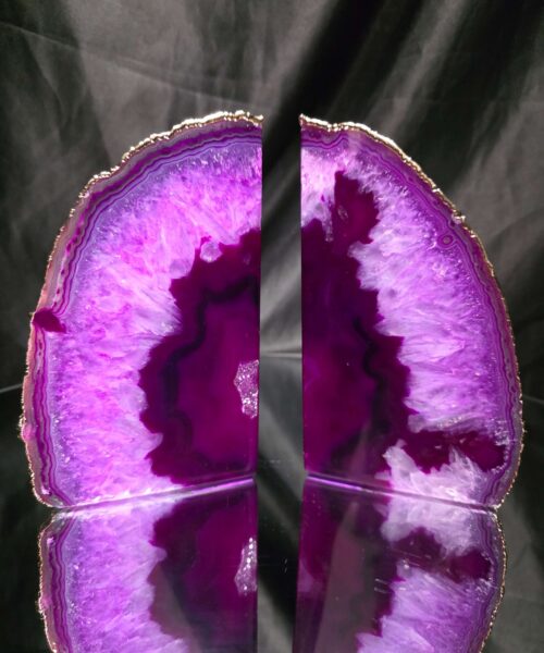 Pink Agate 24ct Gold Edge Microcrystalline Quartz Premium Bookends 1 Ornament Handpicked Size 2.245kg H15xW18xD6cm - Image 12