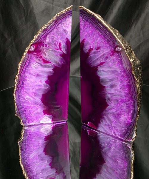 Pink Agate 24ct Gold Edge Microcrystalline Quartz Premium Bookends 1 Ornament Handpicked Size 2.245kg H15xW18xD6cm - Image 13
