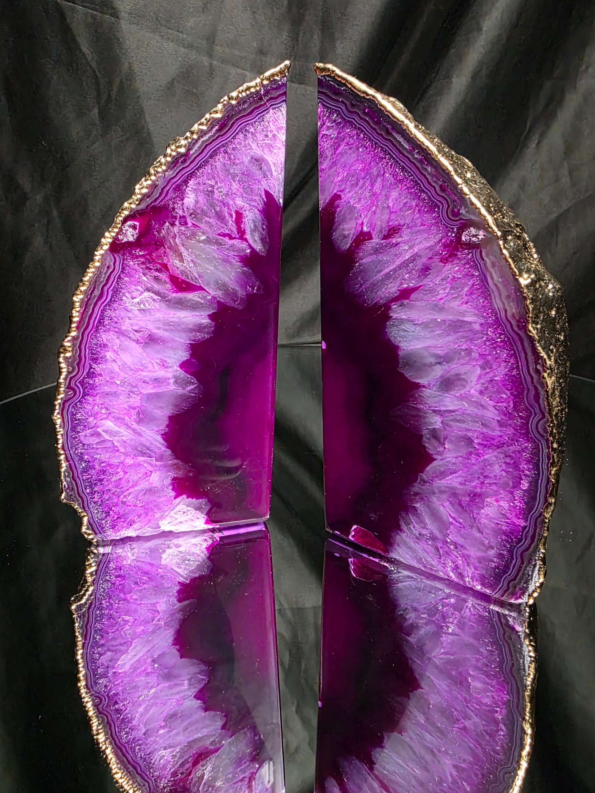 Pink Agate 24ct Gold Edge Microcrystalline Quartz Premium Bookends 1 Ornament Handpicked Size 2.245kg H15xW18xD6cm - Image 13