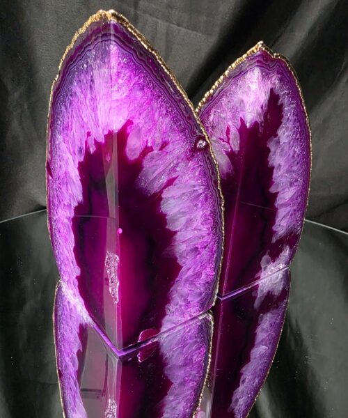 Pink Agate 24ct Gold Edge Microcrystalline Quartz Premium Bookends 1 Ornament Handpicked Size 2.245kg H15xW18xD6cm - Image 15