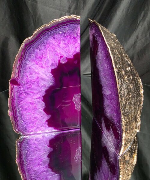 Pink Agate 24ct Gold Edge Microcrystalline Quartz Premium Bookends 1 Ornament Handpicked Size 2.245kg H15xW18xD6cm - Image 16