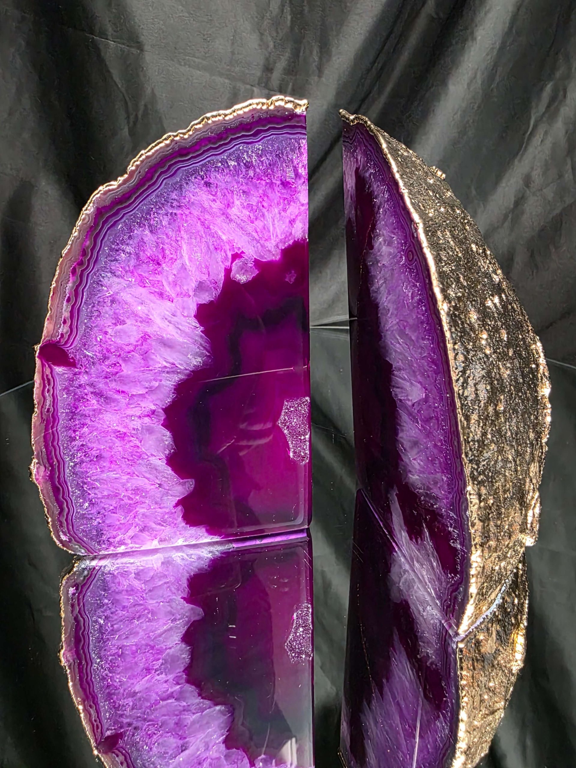 Pink Agate 24ct Gold Edge Microcrystalline Quartz Premium Bookends 1 Ornament Handpicked Size 2.245kg H15xW18xD6cm - Image 16