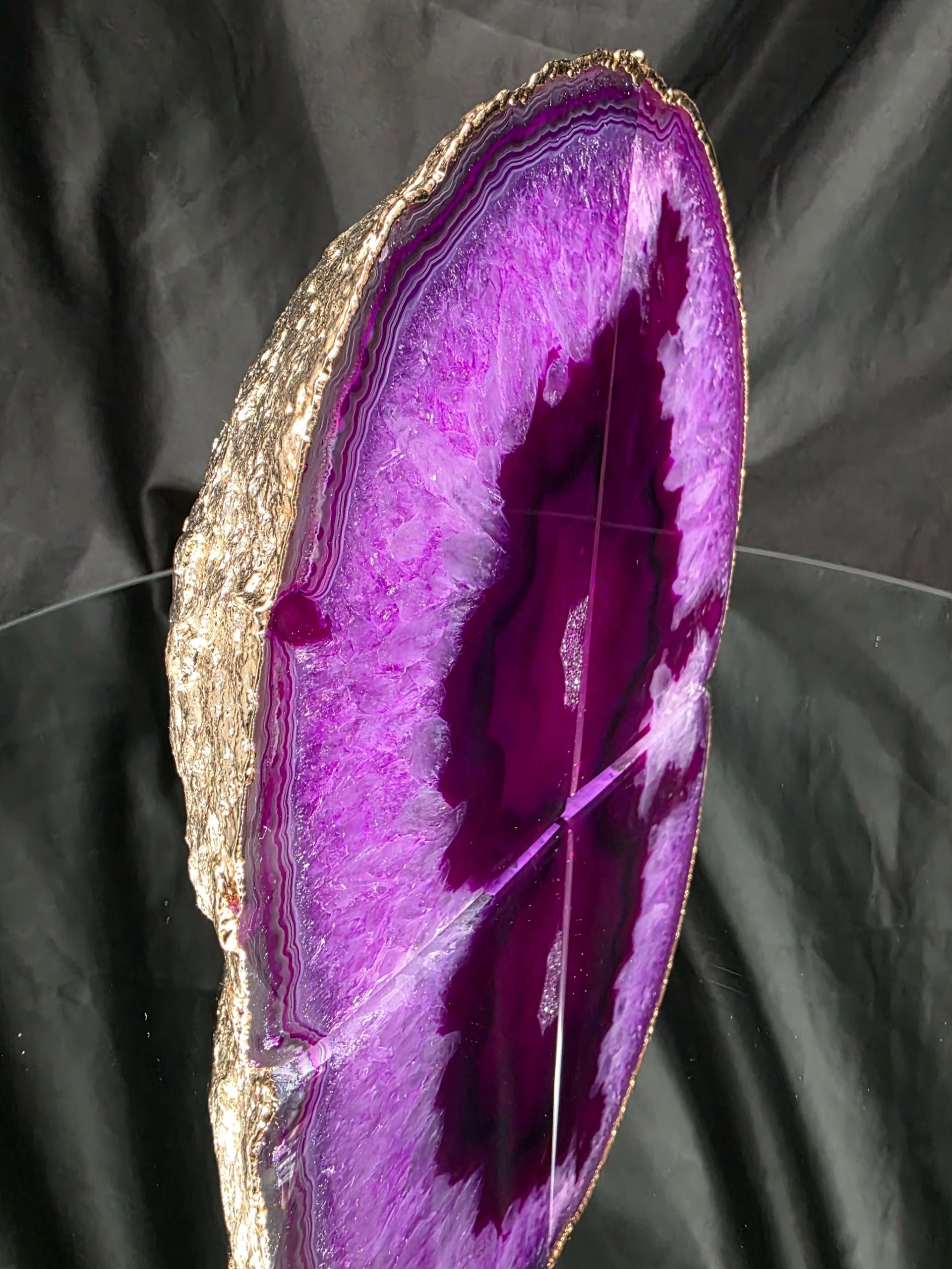 Pink Agate 24ct Gold Edge Microcrystalline Quartz Premium Bookends 1 Ornament Handpicked Size 2.245kg H15xW18xD6cm - Image 3