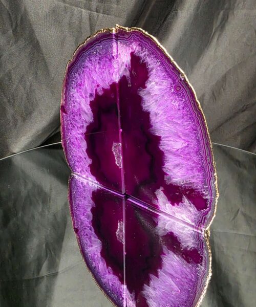 Pink Agate 24ct Gold Edge Microcrystalline Quartz Premium Bookends 1 Ornament Handpicked Size 2.245kg H15xW18xD6cm - Image 4