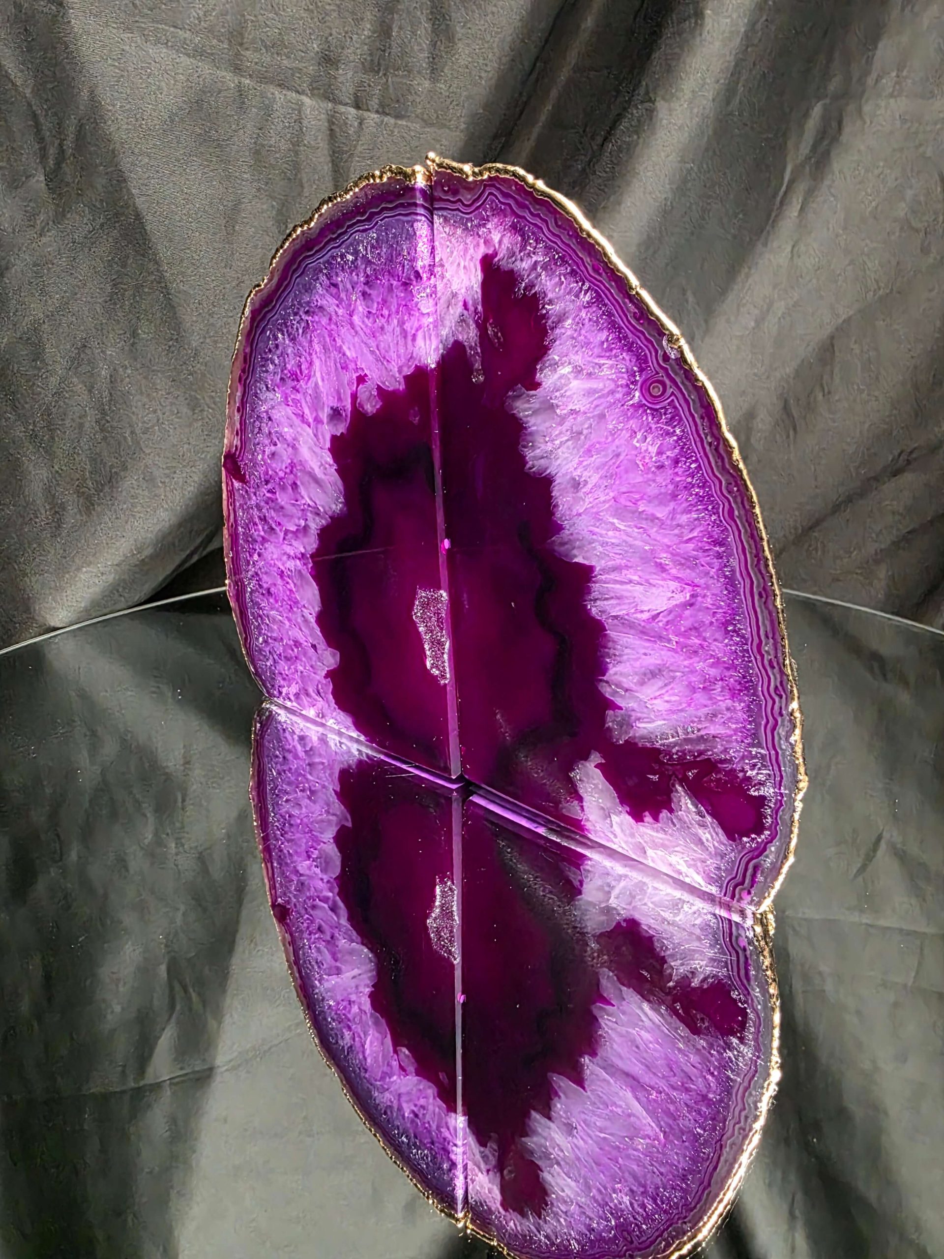 Pink Agate 24ct Gold Edge Microcrystalline Quartz Premium Bookends 1 Ornament Handpicked Size 2.245kg H15xW18xD6cm - Image 4