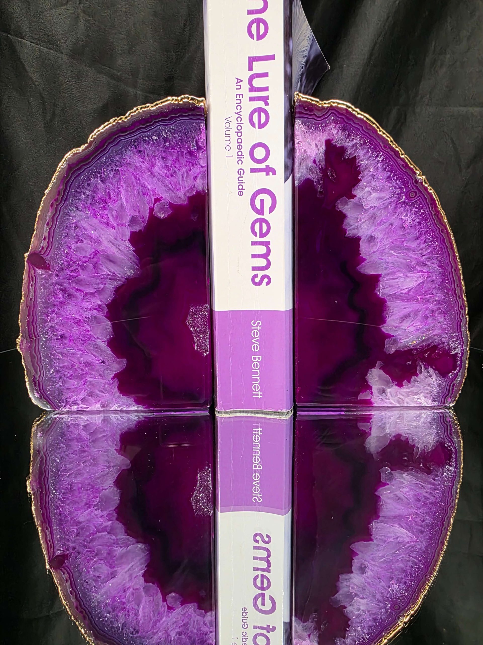 Pink Agate 24ct Gold Edge Microcrystalline Quartz Premium Bookends 1 Ornament Handpicked Size 2.245kg H15xW18xD6cm - Image 5