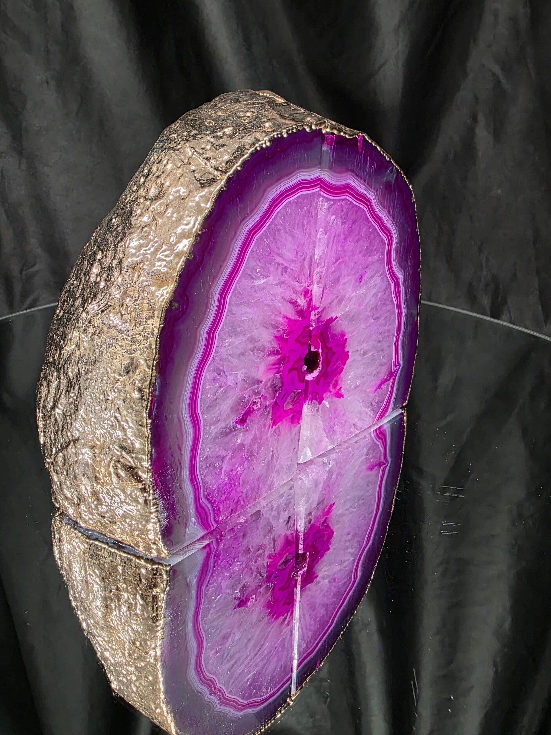 Pink Agate 24ct Gold Edge Microcrystalline Quartz Premium Bookends 2 Ornament Handpicked Size 2.284kg H13xW15xD8cm - Image 3