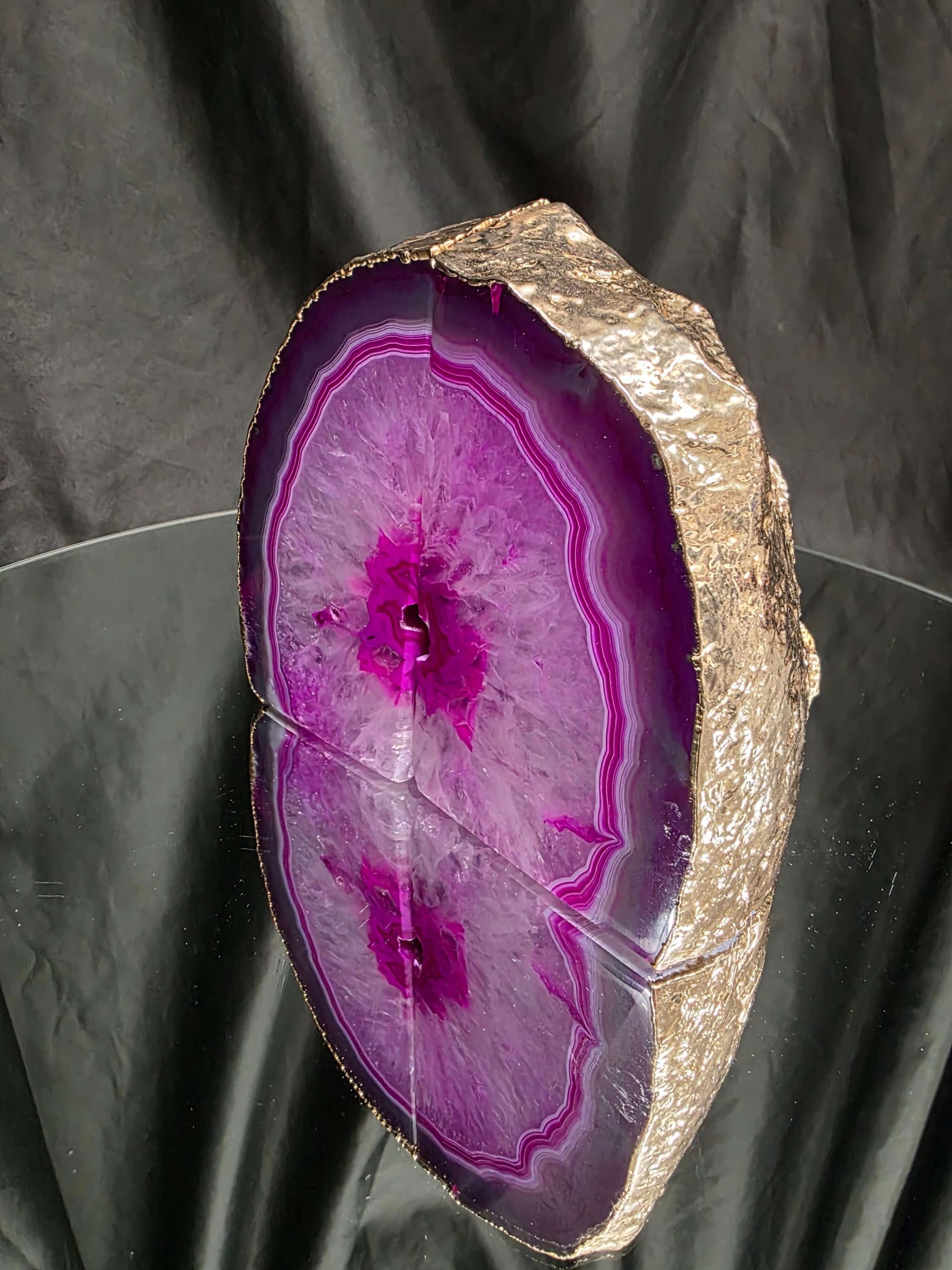 Pink Agate 24ct Gold Edge Microcrystalline Quartz Premium Bookends 2 Ornament Handpicked Size 2.284kg H13xW15xD8cm - Image 4