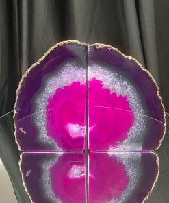 Pink Agate 24ct Gold Edge Microcrystalline Quartz Premium Bookends 3 Ornament Handpicked Size 2.371kg H16.5xW21.5xD6cm