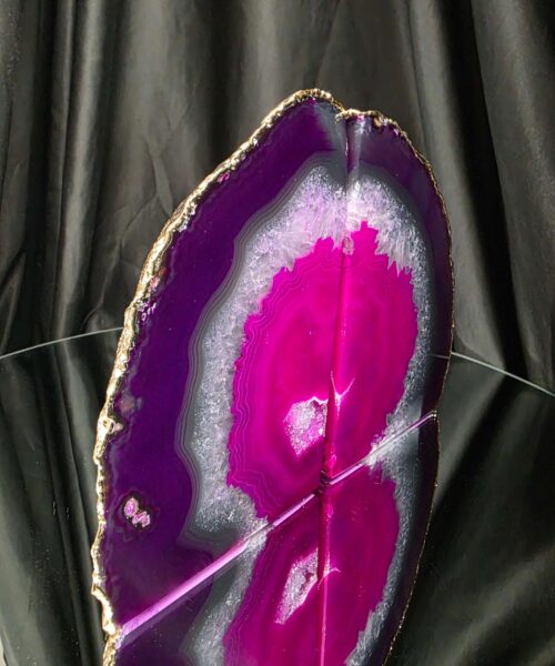 Pink Agate 24ct Gold Edge Microcrystalline Quartz Premium Bookends 3 Ornament Handpicked Size 2.371kg H16.5xW21.5xD6cm - Image 3