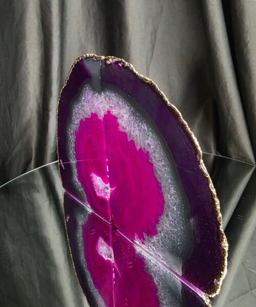 Pink Agate 24ct Gold Edge Microcrystalline Quartz Premium Bookends 3 Ornament Handpicked Size 2.371kg H16.5xW21.5xD6cm - Image 4