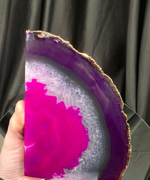 Pink Agate 24ct Gold Edge Microcrystalline Quartz Premium Bookends 3 Ornament Handpicked Size 2.371kg H16.5xW21.5xD6cm - Image 10