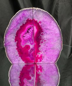 Pink Agate Silver Edge Microcrystalline Quartz Premium Bookends 1 Ornament Handpicked Size 2.673kg H15xW17xD6.5cm