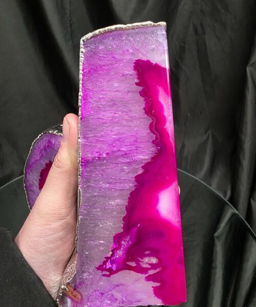 Pink Agate Silver Edge Microcrystalline Quartz Premium Bookends 1 Ornament Handpicked Size 2.673kg H15xW17xD6.5cm - Image 11