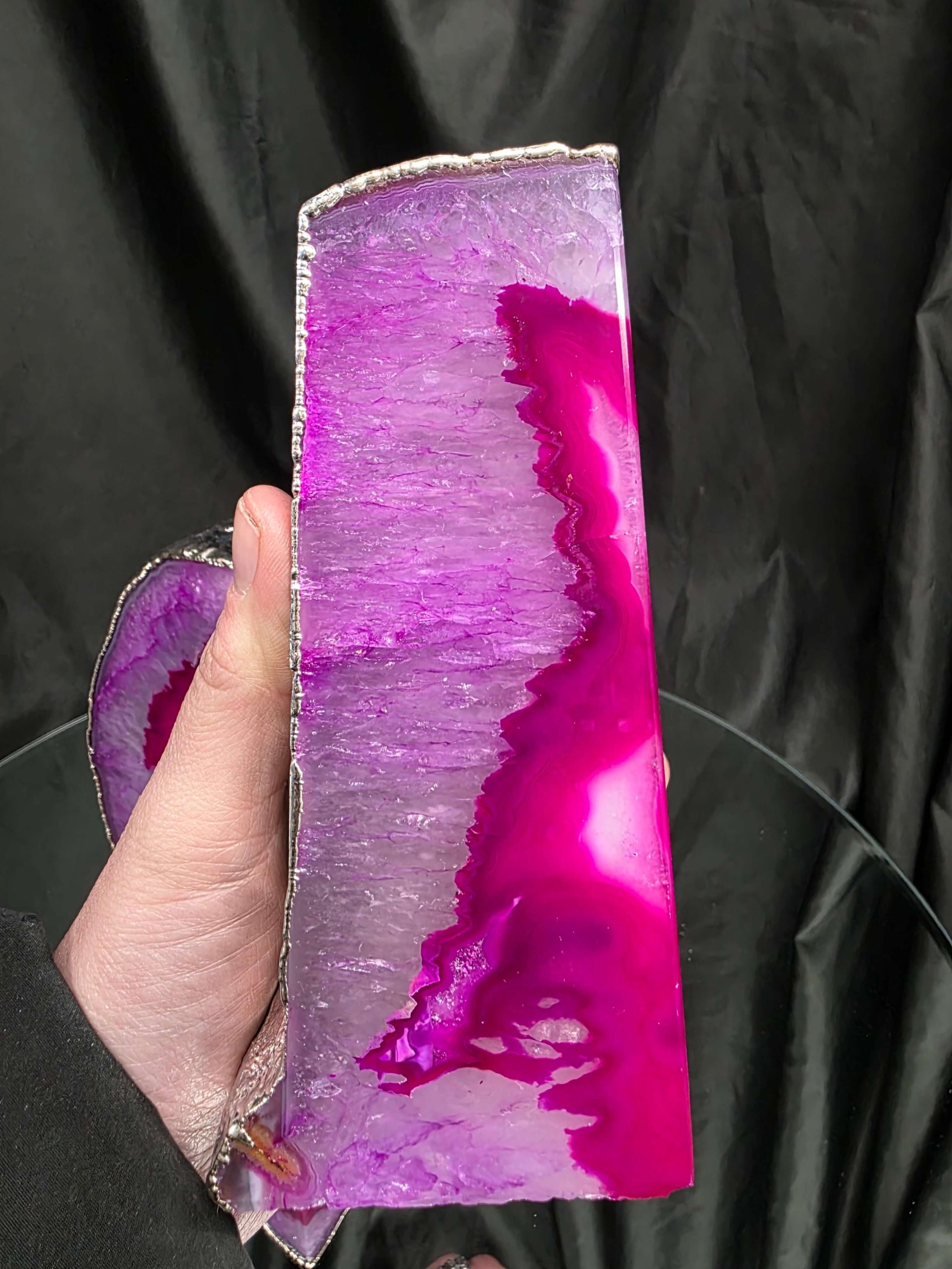 Pink Agate Silver Edge Microcrystalline Quartz Premium Bookends 1 Ornament Handpicked Size 2.673kg H15xW17xD6.5cm - Image 11