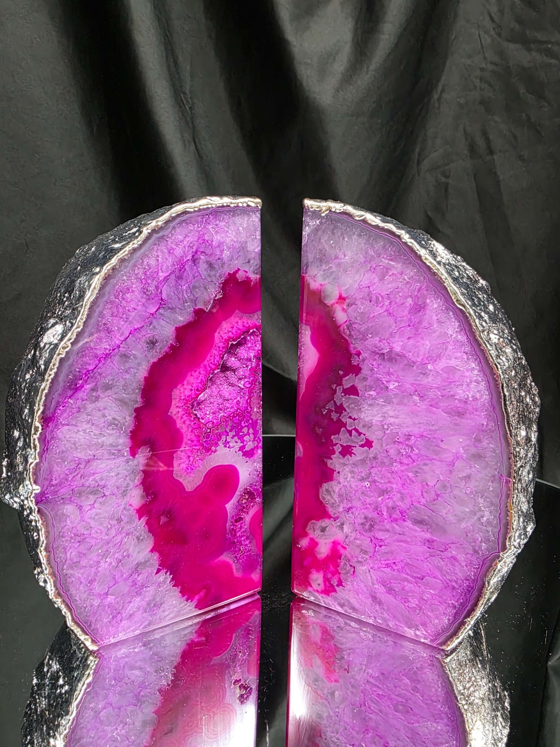 Pink Agate Silver Edge Microcrystalline Quartz Premium Bookends 1 Ornament Handpicked Size 2.673kg H15xW17xD6.5cm - Image 12