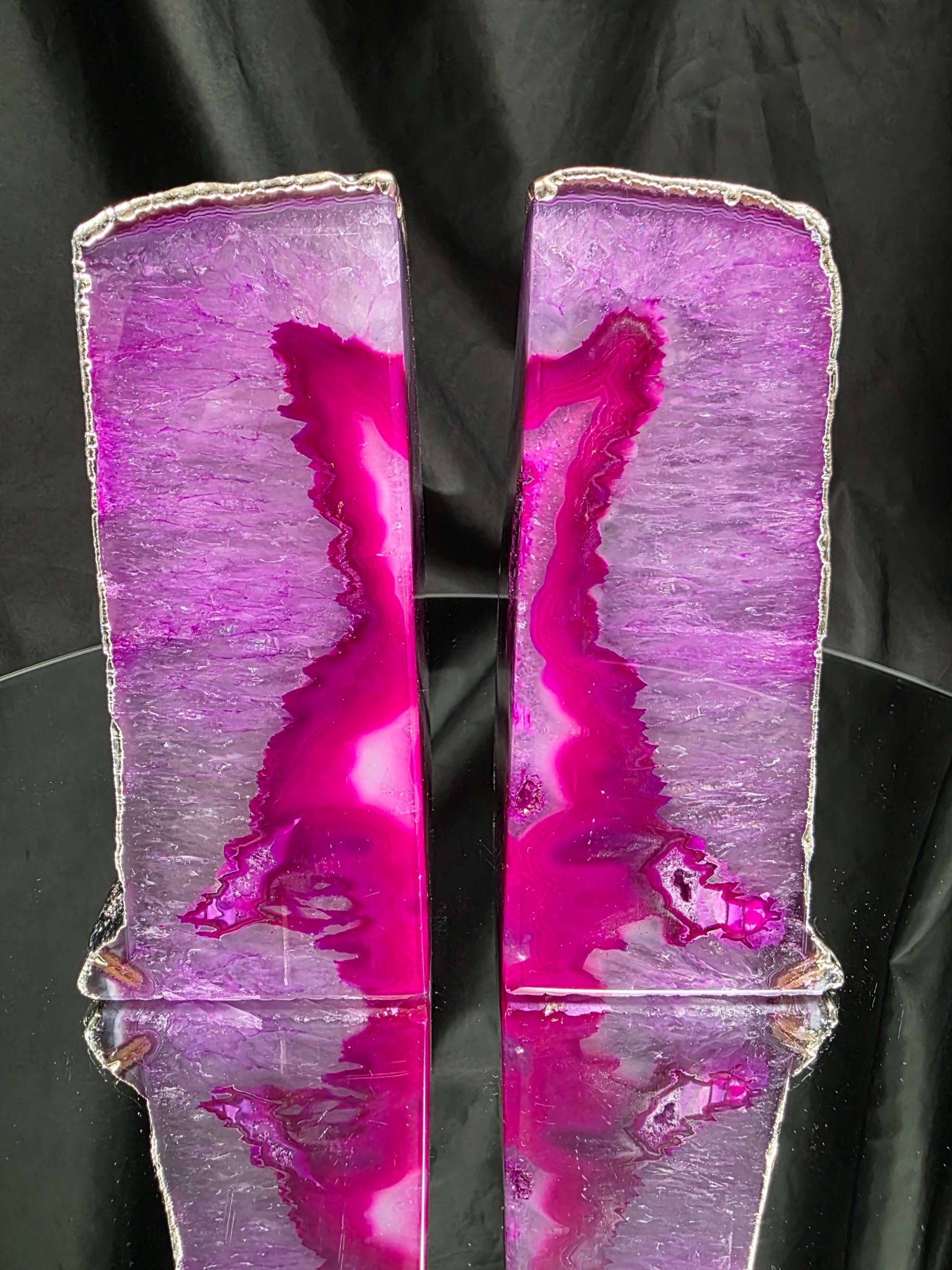 Pink Agate Silver Edge Microcrystalline Quartz Premium Bookends 1 Ornament Handpicked Size 2.673kg H15xW17xD6.5cm - Image 13